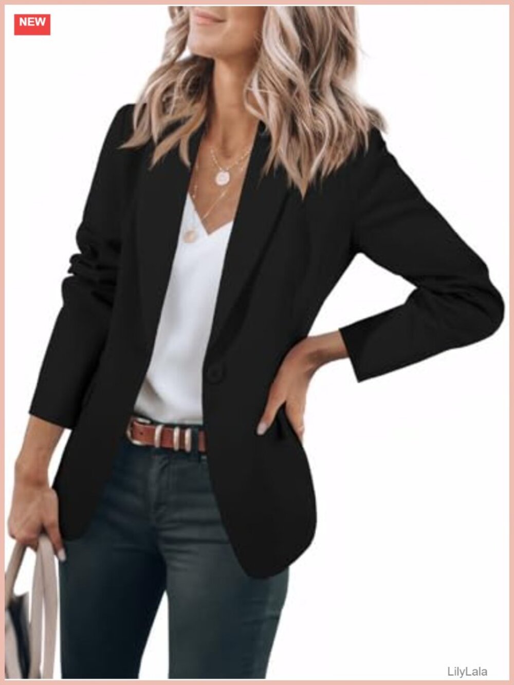 Womens Casual Blazer Long Sleeve Slim Fit One Button Work Suit Jacket